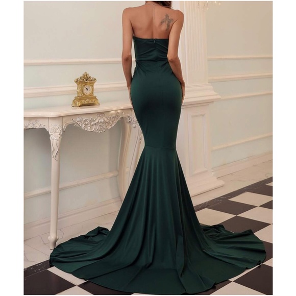 Luxe slit thigh formal party evening wedding prom Mermaid Hem… - Picture 5 of 9